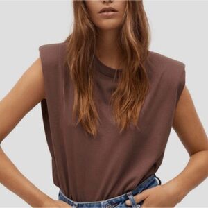 Aritzia Babaton Women's Shoulder Pad Mauve Short Sleeve Tee